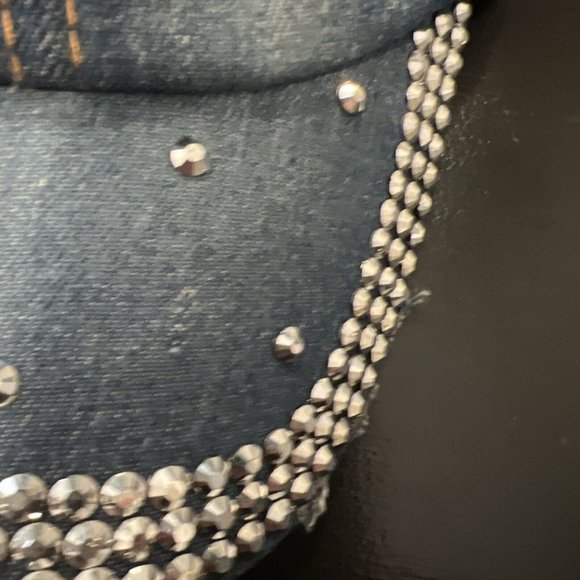 True Gear Denim Distressed KISS Band Bling Baseball Hat Cap New - Picture 15 of 16